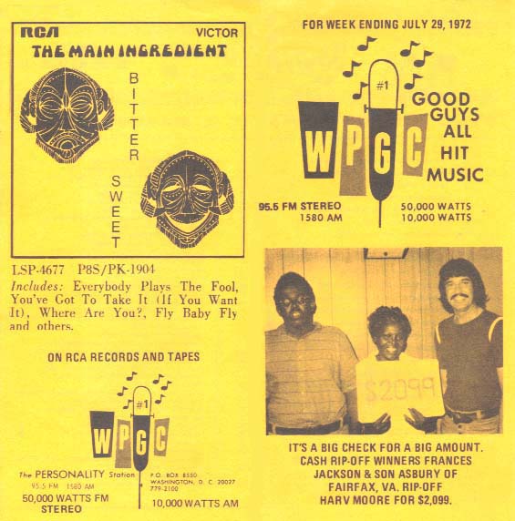 WPGC Music Survey Weekly Playlist - 07/29/72 - Outside