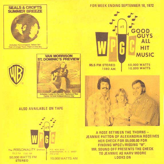 WPGC Music Survey Weekly Playlist - 09/16/72 - Outside