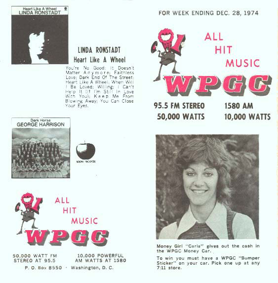 WPGC Music Survey Weekly Playlist - 12/28/74 - Outside