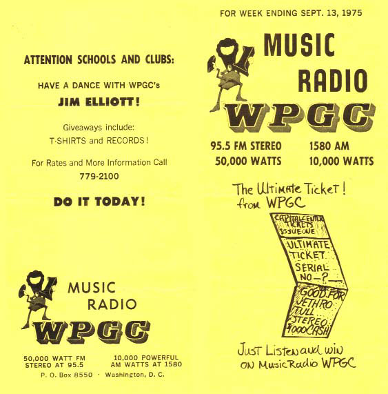 WPGC Music Survey Weekly Playlist - 09/13/75 - Outside