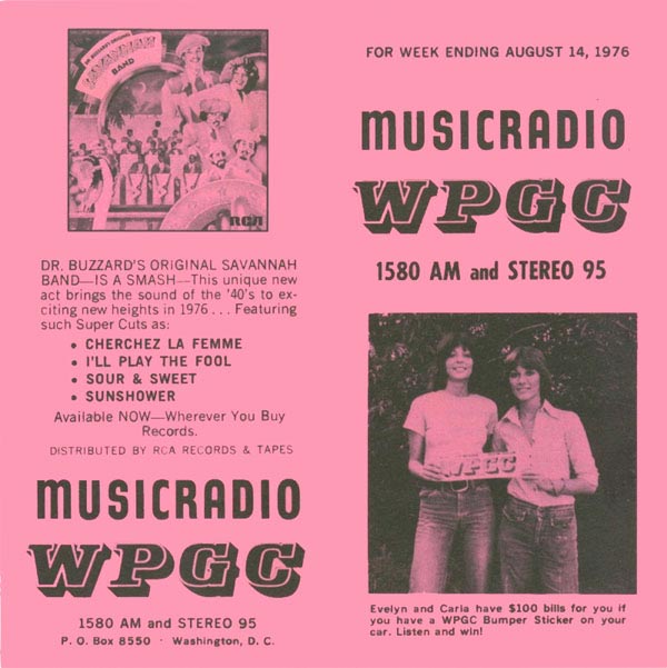 WPGC Music Survey Weekly Playlist - 08/14/76 - Outside