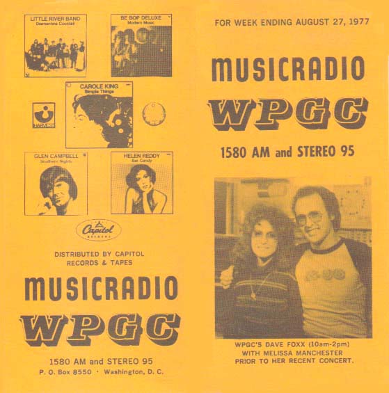 WPGC Music Survey Weekly Playlist - 08/27/77 - Outside