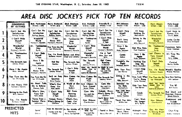 WPGC Music Survey Weekly Playlist - 06/19/65