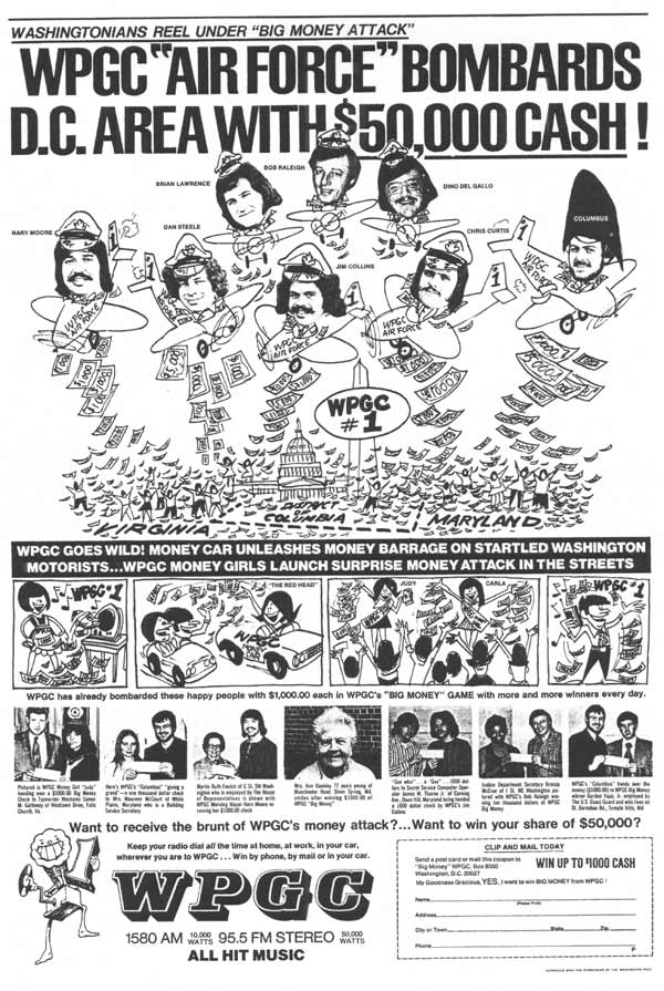 WPGC - Washington Post - 04/16/73 - WPGC "Air Force" Bombards D.C. Area With $50,000 Cash!