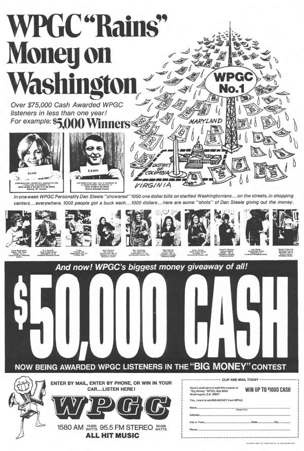 WPGC - Washington Post - 04/04/73 - WPGC "Rains" Money On Washington print ad
