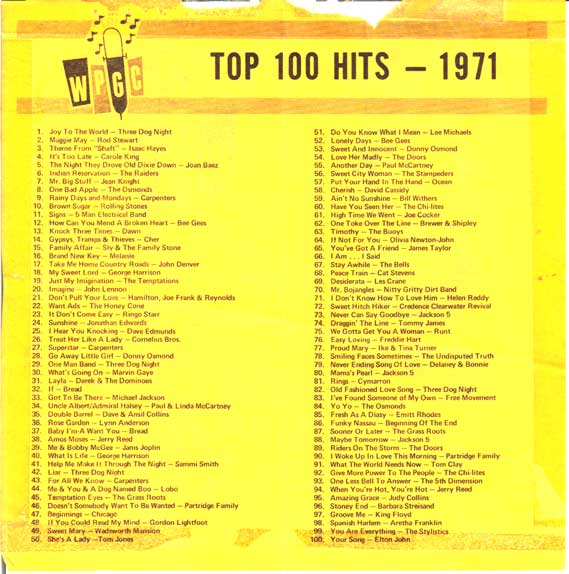 WPGC Top 100 of 1971 - Inside