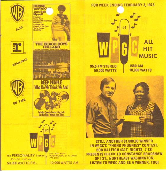 WPGC Music Survey Weekly Playlist - 02/03/73 - Outside