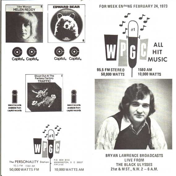 WPGC Music Survey Weekly Playlist - 02/24/73 - Outside