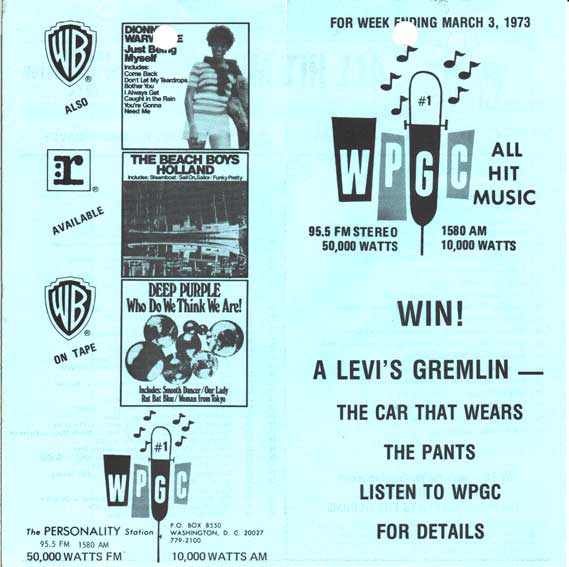 WPGC Music Survey Weekly Playlist - 03/03/73 - Outside