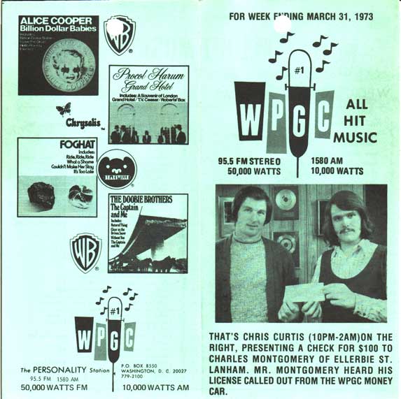 WPGC Music Survey Weekly Playlist - 03/31/73 - Outside