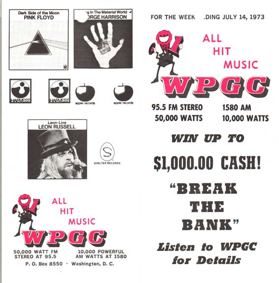 WPGC Music Survey Weekly Playlist - 07/14/73 - Outside