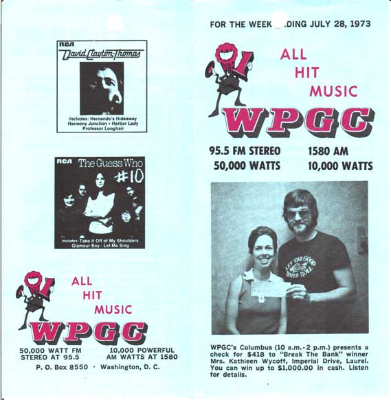 WPGC Music Survey Weekly Playlist - 07/28/73 - Outside