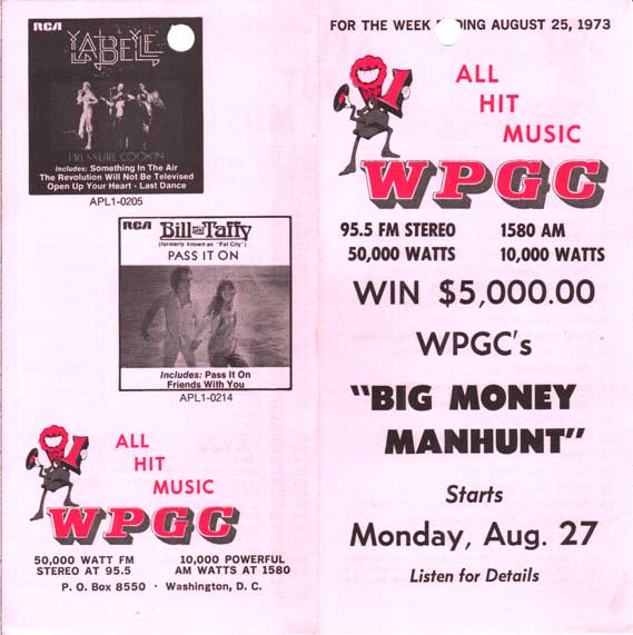 WPGC Music Survey Weekly Playlist - 08/25/73 - Outside