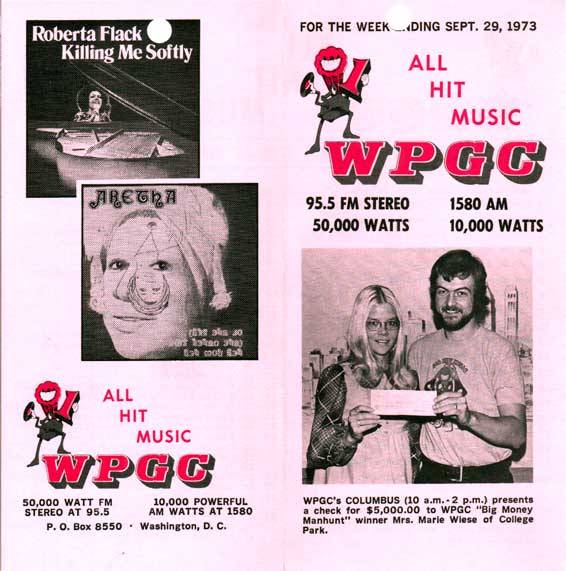 WPGC Music Survey Weekly Playlist - 09/29/73  - Outside