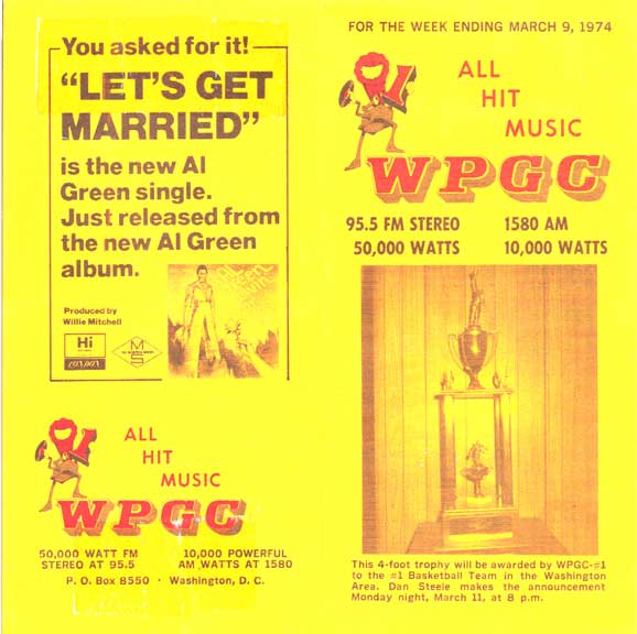 WPGC Music Survey Weekly Playlist - 03/09/74