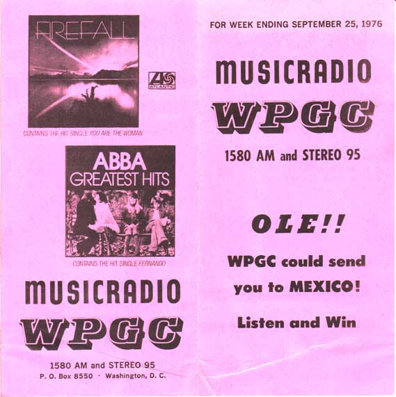 WPGC Music Survey Weekly Playlist - 09/25/76 - Outside