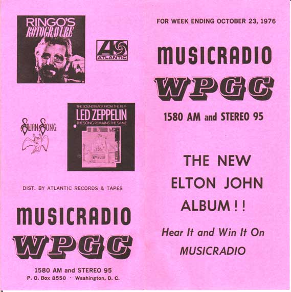 WPGC Music Survey Weekly Playlist - 10/23/76 - Outside