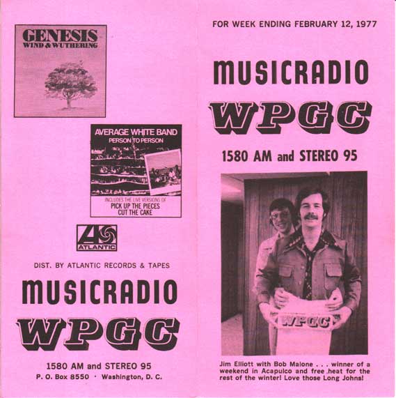 WPGC Music Survey Weekly Playlist - 02/12/77 - Outside