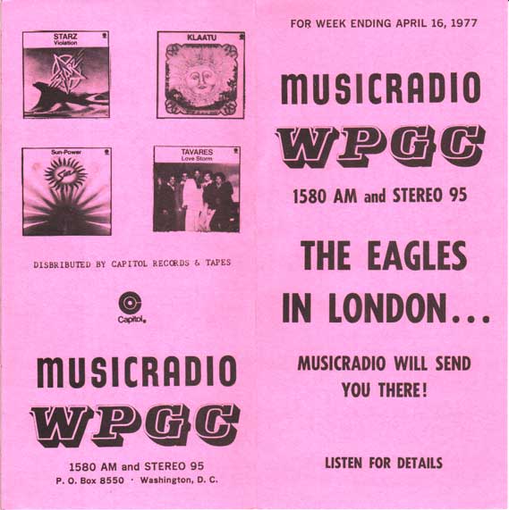 WPGC Music Survey Weekly Playlist - 04/16/77 - Outside