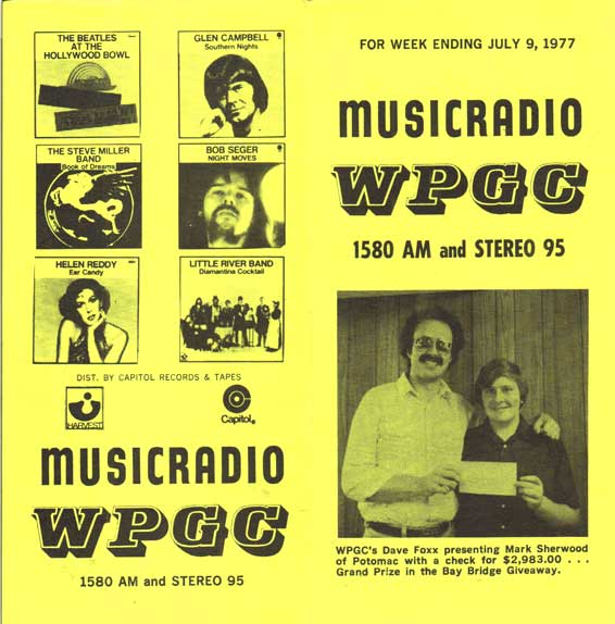 WPGC Music Survey Weekly Playlist - 07/09/77 - Outside