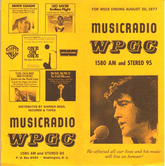 WPGC Music Survey Weekly Playlist - 08/20/77 - Outside