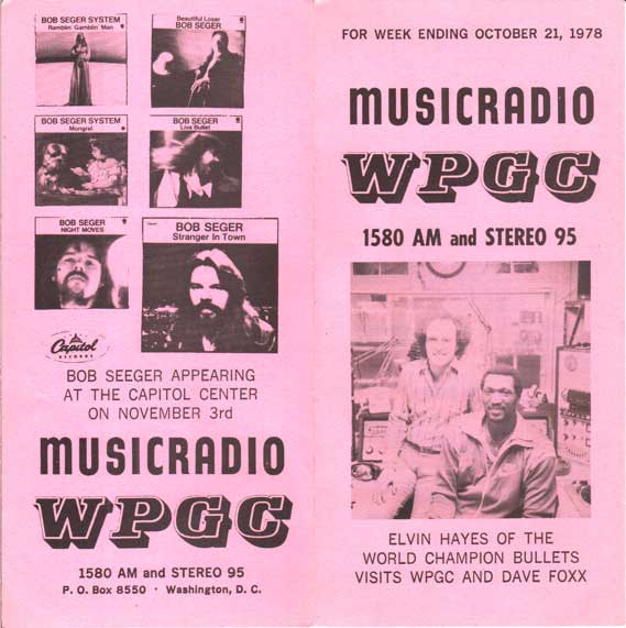 WPGC Music Survey Weekly Playlist - 10/21/78 - Outside