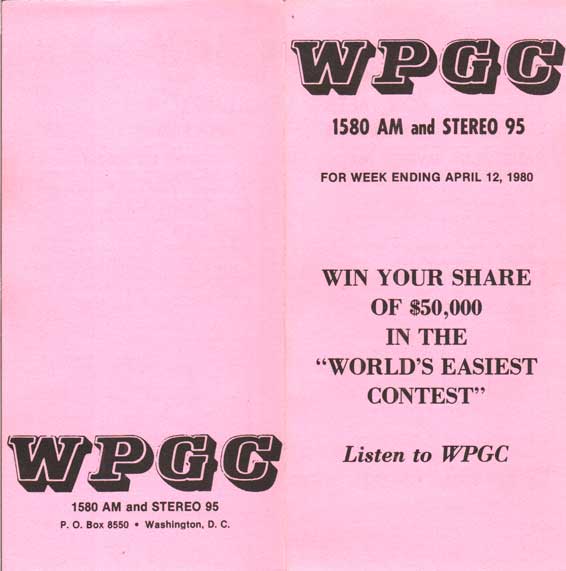 WPGC Music Survey Weekly Playlist - 04/12/80 - Outside