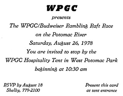 WPGC - 1978 Ramblin' Raft Race Invitation