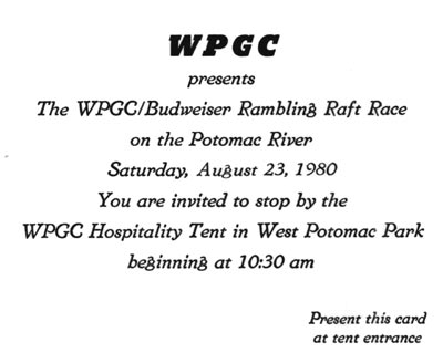 WPGC - 1980 Ramblin' Raft Race Invitation