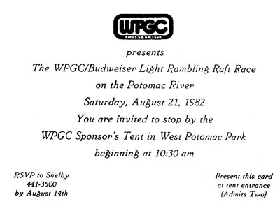 WPGC - 1982 Ramblin' Raft Race Invitation