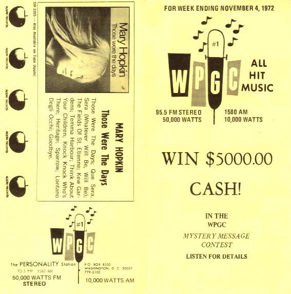 WPGC Music Survey Weekly Playlist - 11/04/72 - Outside