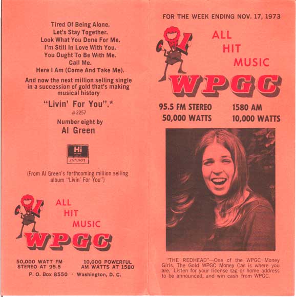 WPGC Music Survey Weekly Playlist - 11/17/73 - Outside