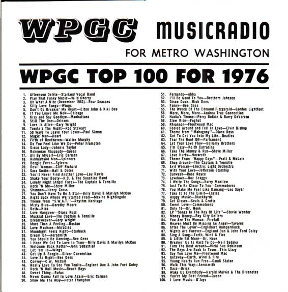 WPGC TOP 100 OF 1976